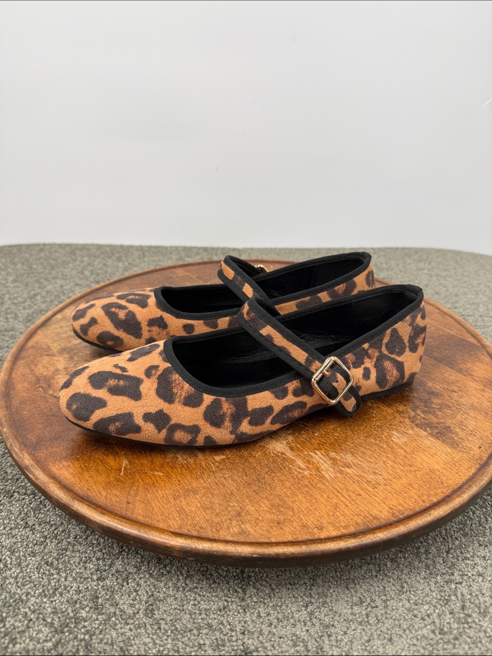 Leopard Print Mary Jane Shoes Wm 39 est US 8.5 Flats Brown Black Animal Flexible
